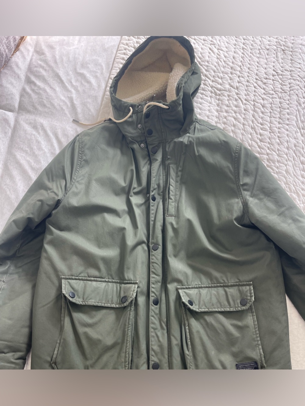 Men's Olive Green Utility Coat With Fur hood